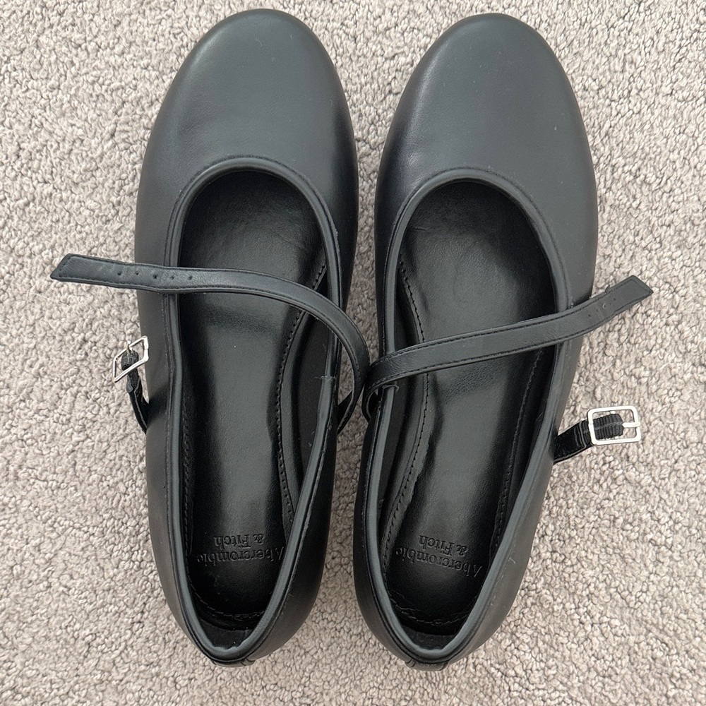 Abercrombie & Fitch Black Mary Jane Flats with Ankle Strap